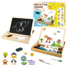 Деревянная магнитная доска WToys 97678 с магнитами и мелками
