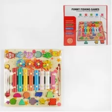 Деревянный ксилофон BabyToys с геометрическим сортером Деревянный ксилофон BabyToys с геометрическим сортером