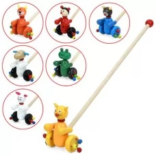 Деревянная каталка BabyToys MD 1360 на палке 49см