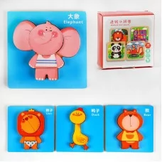 Деревянная рамка-вкладыш BabyToys тваринки 4 картинки от 2 лет
