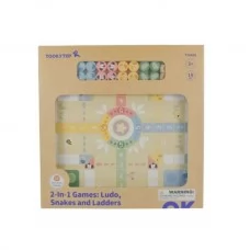 Деревянная игрушка TY848N настольная игра, 2в1 (Ludo/Лудо, Snake and Ladders/Змеи и лестницы), фишки 16шт, кубик 2шт, в кор-ке