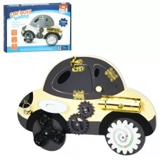 Деревянная игрушка Бизиборд MD 1363 машина, 30-20, 5-3см, відчиняються вікна, засуви, шестерні, спінер
