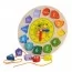 Деревянная игрушка Часы MD 0767 21,5см, рамка-вкладыш, фигуры-цифры, шнуровка, названия англ., в кор-ке, 22,5-22,5-2,5см
