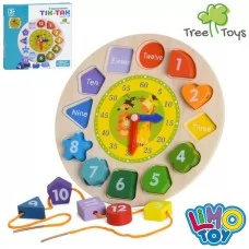 Деревянные часы-вкладыш BabyToys со шнуровкой Деревянные часы-вкладыш BabyToys со шнуровкой