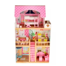 Деревянная игрушка Домик MD 0251 59-33-в90см, 3 этажа, мебель, в коробке, 103,5-32-12см