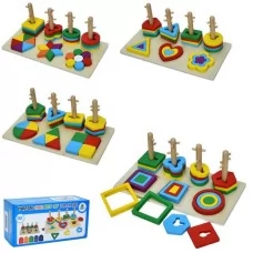 Деревянная игрушка Геометрика MD 1979 30-15-11см, пирамидка-ключ, 4 вида, в кор-ке