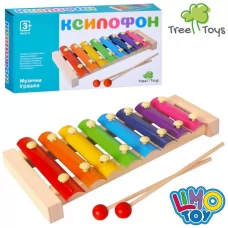 Деревянная игрушка Ксилофон MD 0713 8 тонов (пластины-металл), 2 палочки, в кор-ке Деревянная игрушка Ксилофон MD 0713 8 тонов (пластины-металл), 2 палочки, в кор-ке