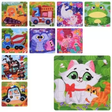 Деревянная игрушка Пазлы MD 0201 9дет., микс видов (животные, транспорт, русалки), в пакете, 11-11-0,5см Деревянная игрушка Пазлы MD 0201 9дет., микс видов (животные, транспорт, русалки), в пакете, 11-11-0,5см