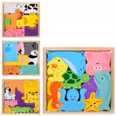Деревянная игрушка Пазлы MD 0231 животные-пазлы, 4 вида, в пакете, 17-17-1,5см