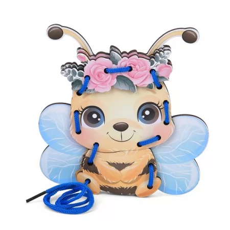 Деревянная игрушка Пазлы MD 0769 шнуровка, животное, микс видов, в слюде, 15-17-1,5см