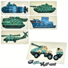 Деревянные пазлы BabyToys MD 1986 военный транспорт, 20 деталей