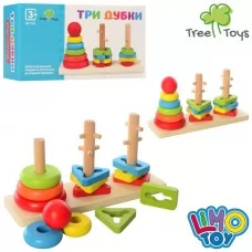 Деревянная пирамидка BabyToys MD 1321 с кольцами, 22см