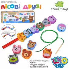Деревянная игрушка Шнуровка MD 0265 фигуры (12шт, двусторонние (животные, цифры), в коробке, 29-9-4,5см