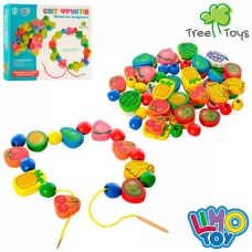 Деревянная игрушка Шнуровка MD 1009 фрукты, овощи, ягоды, в кор-ке