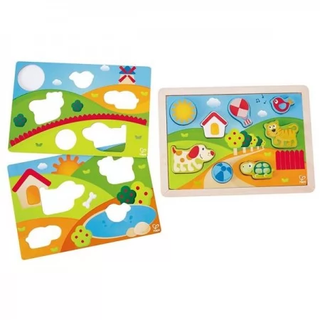 Дерев'яна рамка-вкладиш Hape Долина 3 в 1 E1601