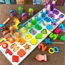 Деревянный сортер куб BabyToys с магнитной рыбалкой и цифрами Деревянный сортер куб BabyToys с магнитной рыбалкой и цифрами