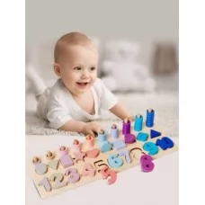 Деревянный сортер BabyToys с кольцами и цифрами от 2 лет