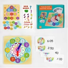 Деревянные часы-логика BabyToys с карточками и числами
