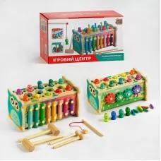  Ігровий центр 22657 "4FUN Game Club Wood", ксилофон, магнітна гра, стукалка, шестерні, в коробці