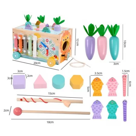 Деревянная каталка BabyToys C 77146 с магнитной рыбалкой и сортером