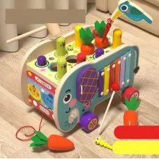 Деревянная каталка BabyToys с ксилофоном и шестернями