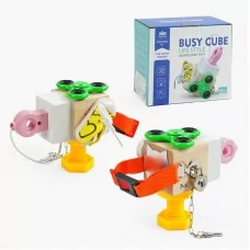 Деревянный бизиборд куб BabyToys 6 игр от 2 лет