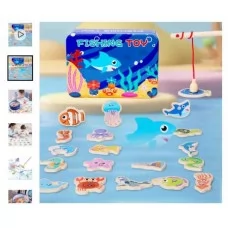 Магнітна рибалка BabyToys з дерев'яною вудкою, 20 фігурок Магнітна рибалка BabyToys з дерев'яною вудкою, 20 фігурок