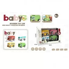 Деревянные машинки BabyToys YE 031, 4 штуки