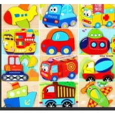 Деревянные пазлы BabyToys C 74303, 15х15 см, микс видов