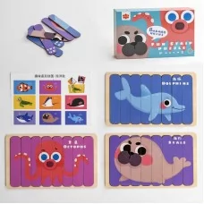 Деревянные пазлы BabyToys Морские жители двухсторонние Деревянные пазлы BabyToys Морские жители двухсторонние