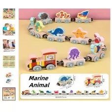 Магнитный поезд BabyToys океан деревянный на магнитах