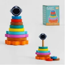 Деревянная пирамидка BabyToys С 58108 Солнечная система 16см