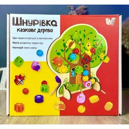 Деревянная шнуровка WToys 43929 для развития моторики