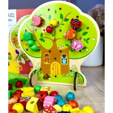 Деревянная шнуровка WToys 43929 для развития моторики
