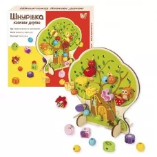 Деревянная шнуровка WToys 43929 для развития моторики