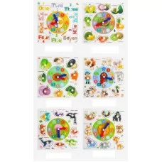 Деревянные рамки-вкладыши BabyToys C68284, 4 вида, часы и доска