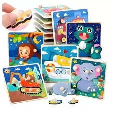 Деревянные вкладыши BabyToys C 73255 с ручкой, микс видов