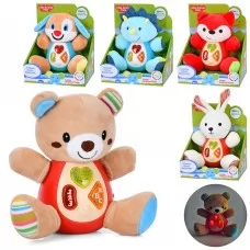 Мягкая игрушка животное BabyToy со звуком и светом 17см