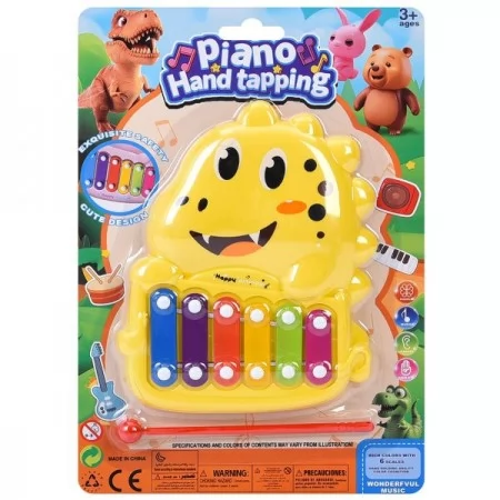Детский ксилофон BabyToys 6 тонов с животными на листьях