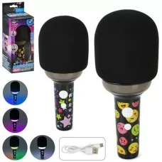 Мікрофон MIC630B 21см, аккумулятор, світло, змінює голос, Bluetooth, AUXвх., USBзарядне, мікс видів, в коробці, 10,5-29-9см Мікрофон MIC630B 21см, аккумулятор, світло, змінює голос, Bluetooth, AUXвх., USBзарядне, мікс видів, в коробці, 10,5-29-9см