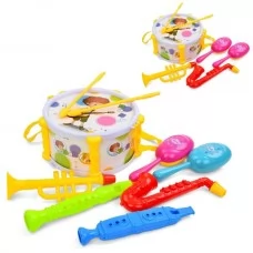 Детский барабан BabyToys 333-3-5 с палочками и маракасами Детский барабан BabyToys 333-3-5 с палочками и маракасами
