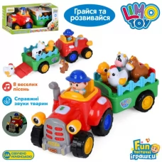 Трактор FT 0079 Фермерец, с прицепом, 37см, ездит, музыка-звук(укр.), свет, животные, звуки животных, песни, на бат-ке, в коробке, 40-18-15,5см Трактор FT 0079 Фермерец, с прицепом, 37см, ездит, музыка-звук(укр.), свет, животные, звуки животных, песни, на бат-ке, в коробке, 40-18-15,5см