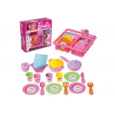 Детская посудка с сушилкой Barbie, 29 см, 21 предмет, Dede 01753