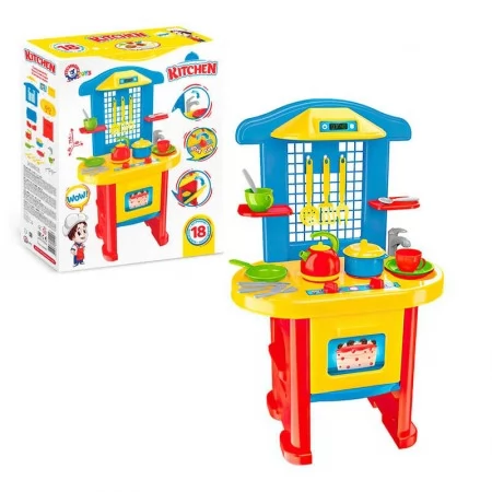 Кухня №3 2124 "Technok Toys", пательня, каструля, 2 тарілки, 2 чашки, столове приладдя, чайник, в коробці