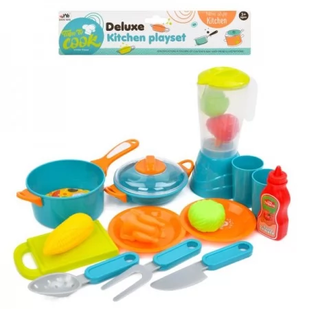 Ігровий набір посуду BabyToys 523D з блендером і каструллю
