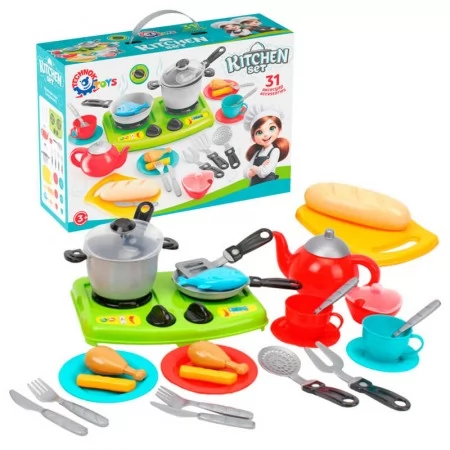 Детская посудка Technok Toys 3366, 31 предмет, с плитой