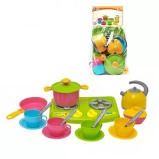  Набір посуду №6 3572 "Technok Toys" 20 предметів, плита з тріскачкою, в сітці