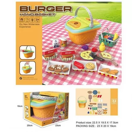 Набор продуктов BabyToys 20 V 09, 32 элемента с корзинкой