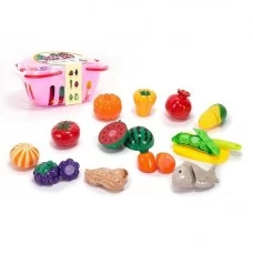Игровой набор посуды BabyToys BC 8011 на липучках в корзинке