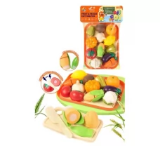 Продукты W8014 на липучке, фрукты, овощи, поднос, нож, доска, в пакете, 22,5-35-5см